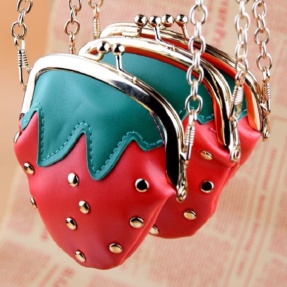 Handbags - Strawberry Design Red and Green Women's Bag